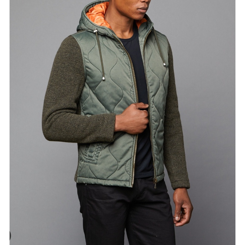 Slate & Stone Mason Wool Quilted Jacket in Army Green sz‎ S